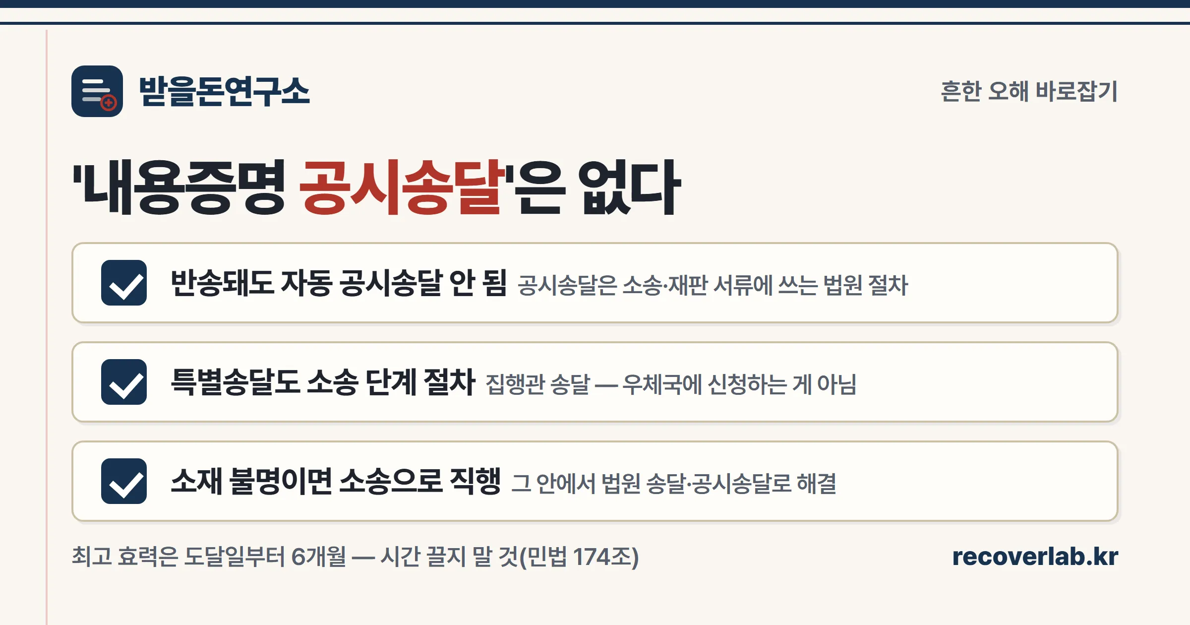 내용증명 공시송달에 대한 흔한 오해 3가지를 바로잡은 이미지