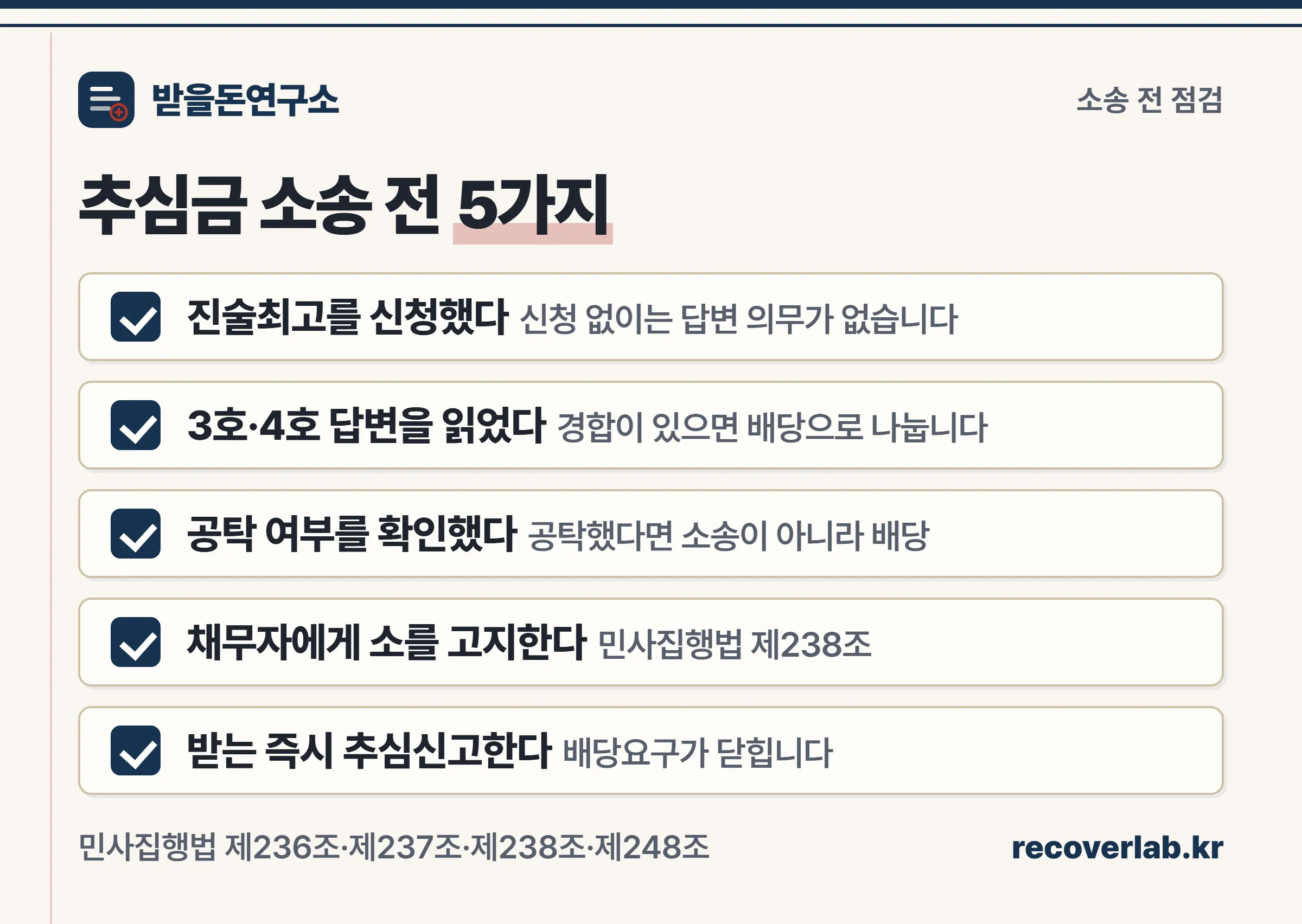 추심금 소송 전 확인할 다섯 가지 절차 체크리스트